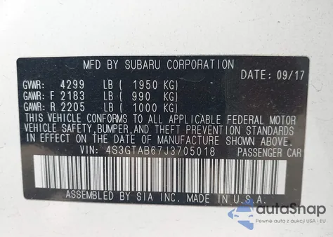 2018 Subaru Impreza 2.0I Premium из США, поврежденный, VIN 4S3GTAB67J3705018